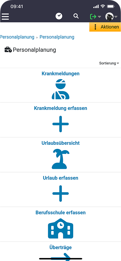 screenshot Pico®️Time Personalplanung-Navigation