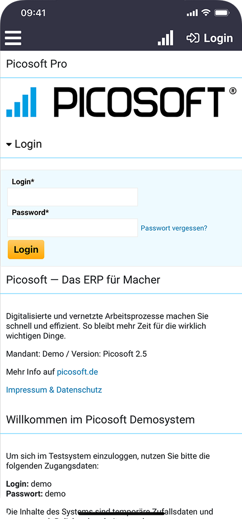 screenshot Pico®️Time login