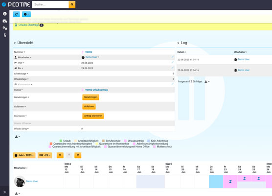 screenshot ERP Zeiterfassung Urlaubsverwaltung Urlaubsplanung