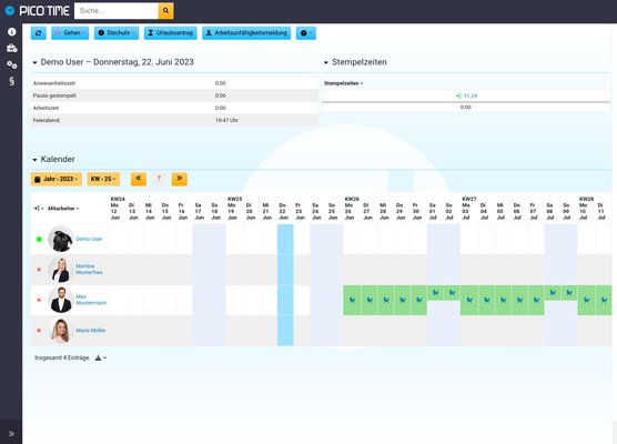 screenshot ERP Zeiterfassung Zeiterfassung Timetracking